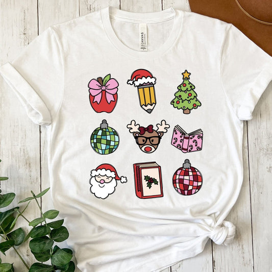 Christmas Icons Teacher T-Shirt