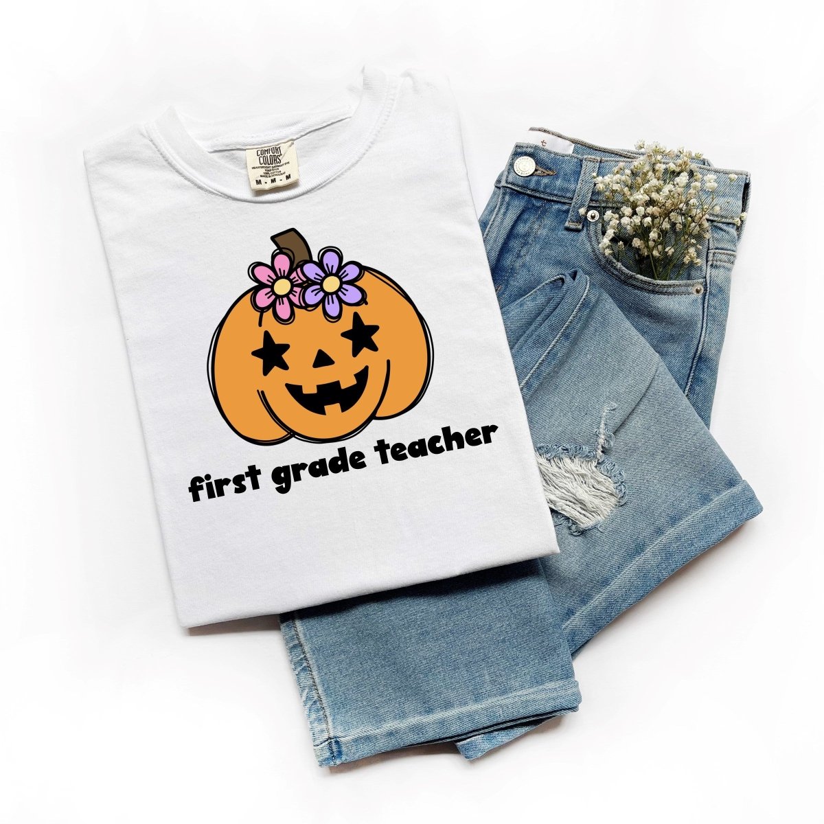 Grade Level Halloween Teacher T-Shirt (White)