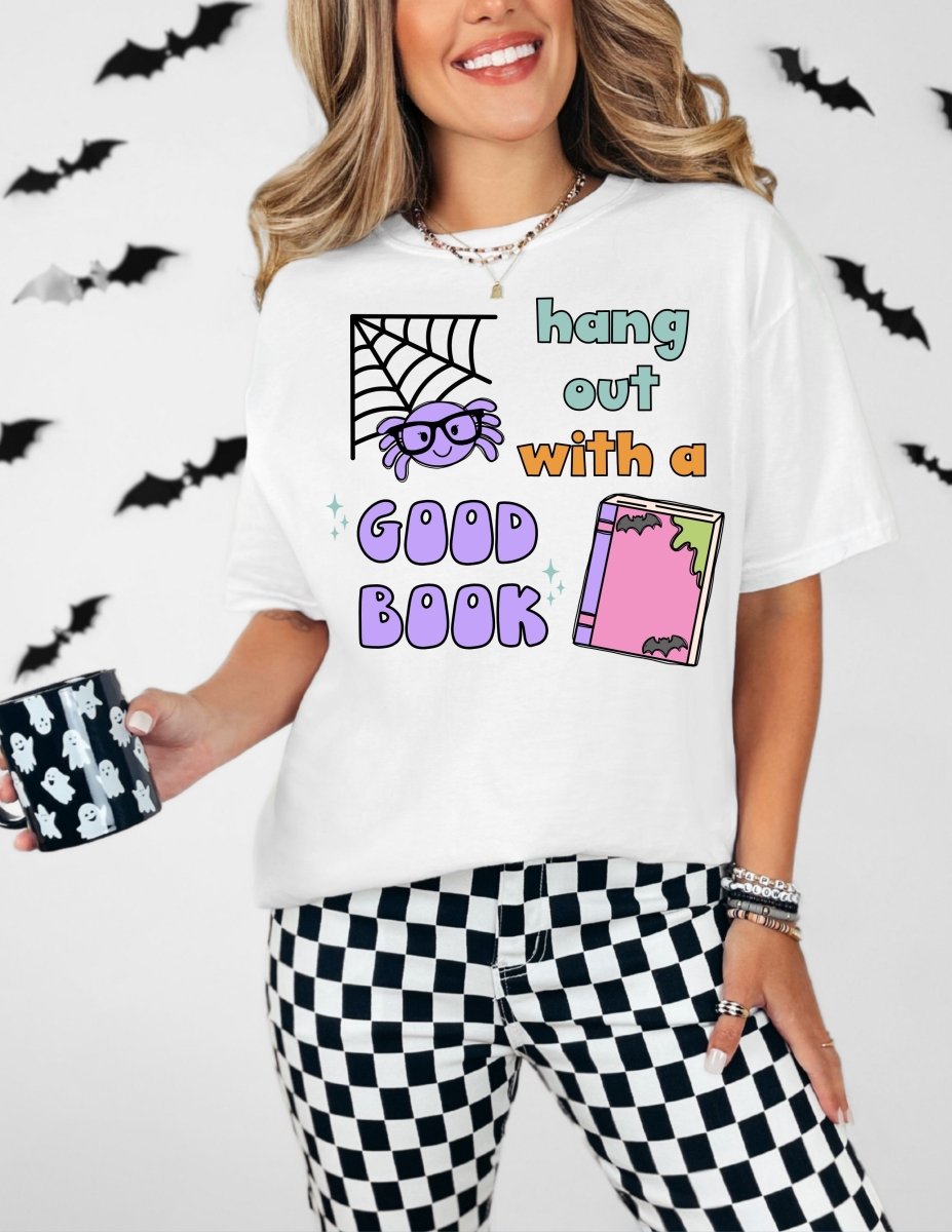 "Hangout With a Good Book" Halloween Teacher T-Shirt