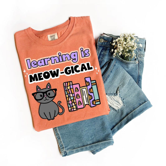 "Learning is Meow-gical" Halloween Teacher T-Shirt