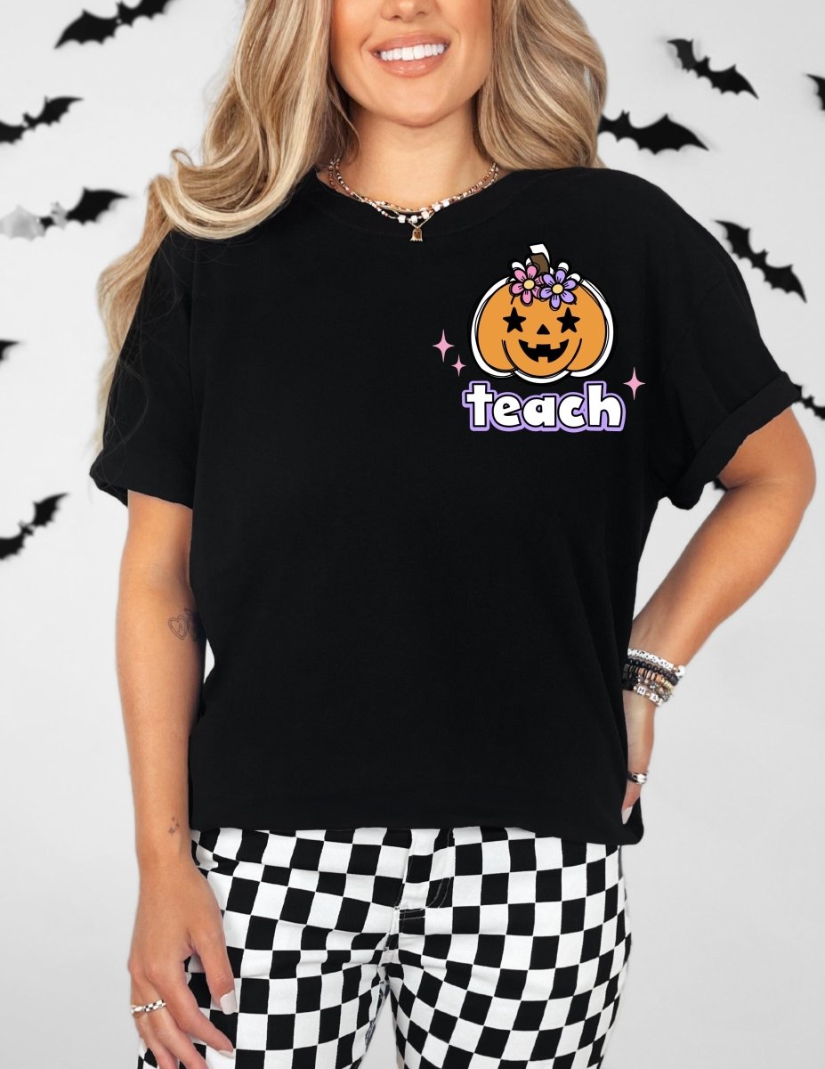 Pumpkin "Teach" Teacher T-Shirt | Halloween Teacher T-Shirt